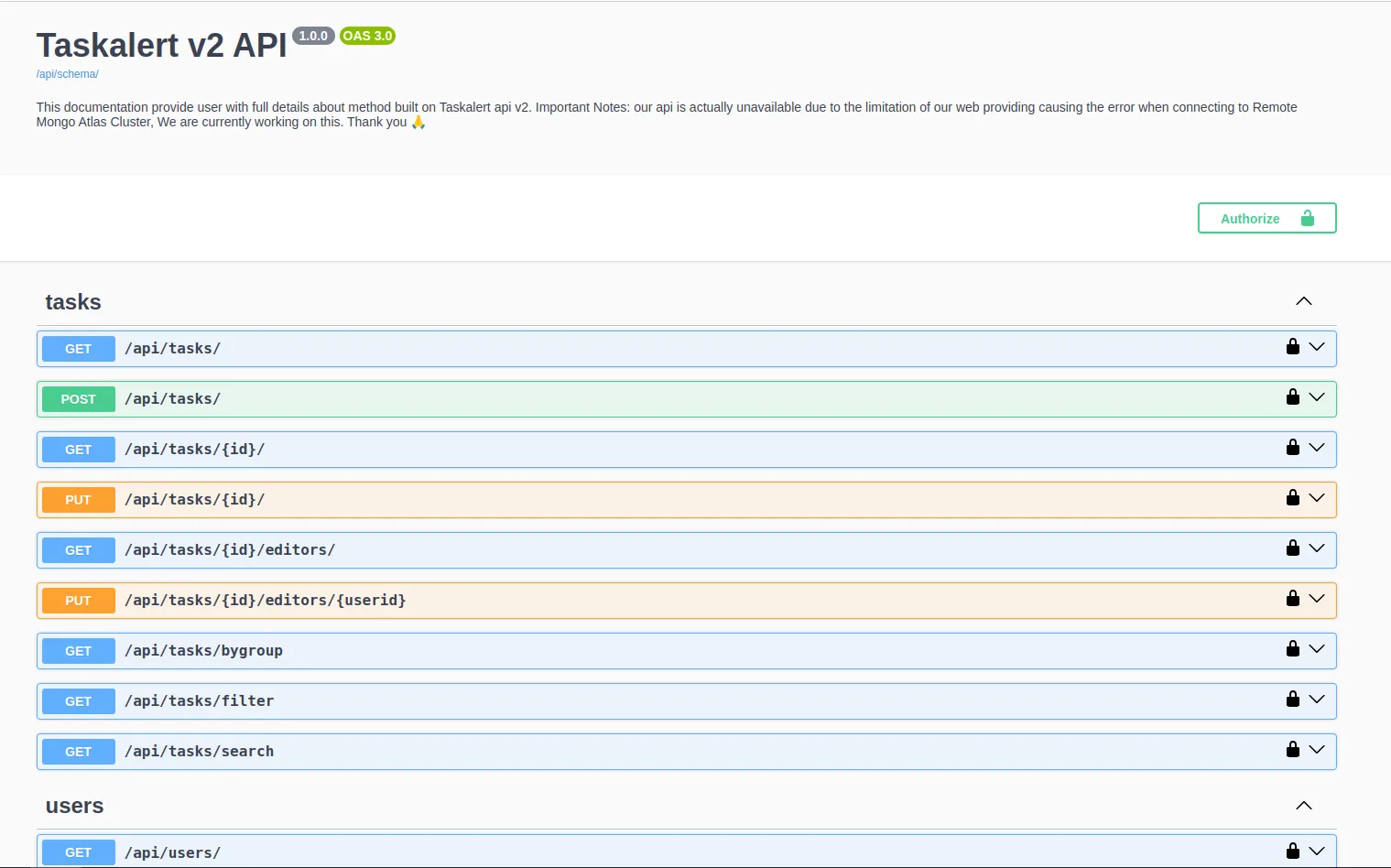 Taskalert v2: Backend Application